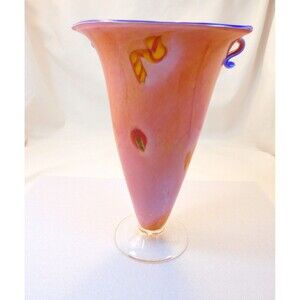 Handblown Studio Glass Art Vase, Multicolored, Signed, 2002 Gallery Purchased